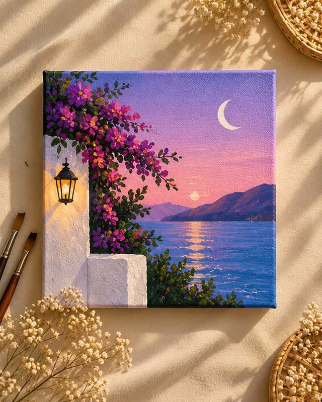 ورشة الرسم بالأكريليك – إطلالة على البحر 🌸✨